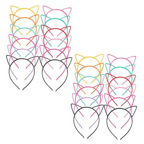 HAMPPLIES 24 Stück Katzenohren Haarreifen Dekorative Haarschmuck für Mädchen Bunte Kunststoff Haarbänder für Cosplay Partys und Tägliche Anlässe HAMPPLIES 24 Stück Katzenohren Haarreifen Dekorative Haarschmuck für Mädchen Bunte Kunststoff Haarbänder für Cosplay Partys und Tägliche Anlässe von HAMPPLIES