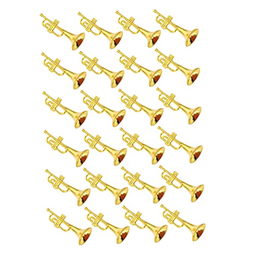 HAMPPLIES 24 Stück Mini Trompete Goldene Musikinstrument Dekorationen für DIY Szenen und Mini Häuser Realistisches Trompetenmodell für Spielzeugzubehör HAMPPLIES 24 Stück Mini Trompete Goldene Musikinstrument Dekorationen für DIY Szenen und Mini Häuser Realistisches Trompetenmodell für Spielzeugzubehör von HAMPPLIES