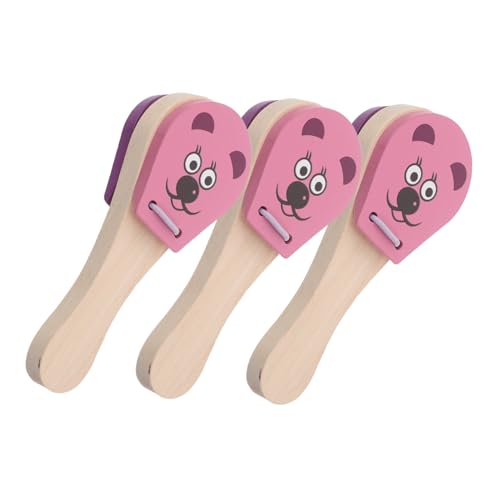 HAMPPLIES 3 Stück Handliche Kastagnetten aus Stabilem Holz Ergonomisch für Kleine Hände Traditionelles Orff Instrument Frühen Musikalischen von Kleinkindern und Junge Mädchen von HAMPPLIES