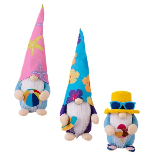 HAMPPLIES 3 Stück Teiliges Sommer Strand mit Surfbrett Strandball Eiscreme Dekorative Gartenzwerge für Partydeko Stil für Garten Schreibtisch und Sommerfeste von HAMPPLIES