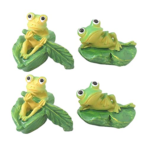 HAMPPLIES 4stücke Teiliges Miniatur Deko-Figuren Aus Harz Für Garten Und Teich Bunte Frosch-Statue Mit Moos Für Kreative Gestaltung Und Heimdekoration von HAMPPLIES