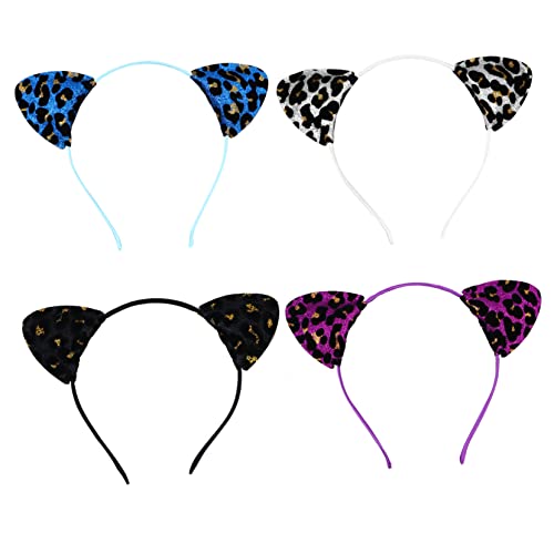 HAMPPLIES 4 Stück Glitzerndes Katzenohren Stirnband Leopardmuster Modisches Masquerade Haarband Elastisches Party Accessoire für Kostüm Cosplay und Katzenparty Zubehör HAMPPLIES 4 Stück Glitzerndes Katzenohren Stirnband Leopardmuster Modisches Masquerade Haarband Elastisches Party Accessoire für Kostüm Cosplay und Katzenparty Zubehör von HAMPPLIES