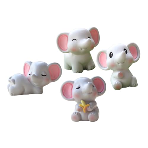 HAMPPLIES 4 Stück Kleine Elefantenfiguren aus Langlebigem Resin Niedliche Rosa Ohr Deko für Wohnzimmer Garten Balkon Stilvolle Tierornamente als für Elefantenliebhaber und Wohnaccessoire von HAMPPLIES