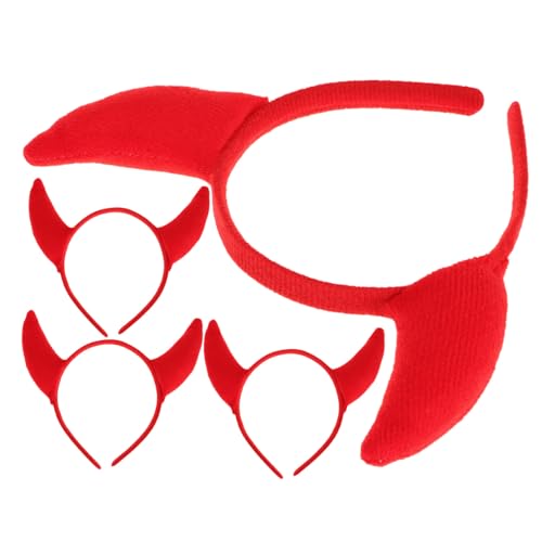 HAMPPLIES 4 Stück Teiliges Teufelshörner Haarreif Roter Kopfschmuck mit Hörnern Bequemes Halloween Kostüm Zubehör für Damen und Stilvolle Party Haarreifen für Karneval und Mottopartys HAMPPLIES 4 Stück Teiliges Teufelshörner Haarreif Roter Kopfschmuck mit Hörnern Bequemes Halloween Kostüm Zubehör für Damen und Stilvolle Party Haarreifen für Karneval und Mottopartys von HAMPPLIES