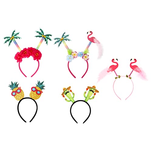 HAMPPLIES 5 Stück Teiliges Hawaii Stirnband Kreative Haarschmuck mit Tropischen Pflanzen für Luau Partys Strandfeiern Kostümpartys und Mehr von HAMPPLIES