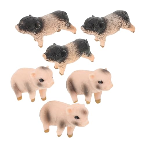 HAMPPLIES 6 Stück Miniatur Schweinchen für Farm Tiere Deko Pädagogisches Lernspielzeug für Tierkognition und Dekoration von HAMPPLIES
