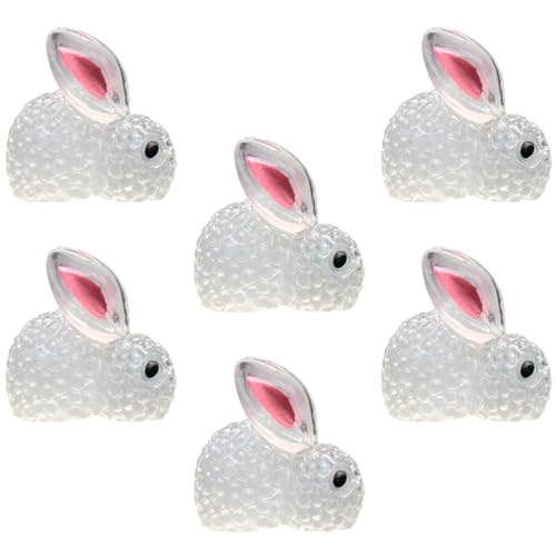 HAMPPLIES 6 Stück Teiliges Leuchtendes Kaninchen Resin Niedliche Auto Dekoration Vielseitig für Schreibtisch Garten und Balkon Langlebige Figur für Innen Außendekor von HAMPPLIES