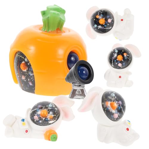 HAMPPLIES 6 Stück Teiliges Miniatur Astronaut Hase Kreative Osterdekoration Kleine Niedliche Hasenfiguren aus Robustem Harz für Schreibtisch und Geschenkidee von HAMPPLIES