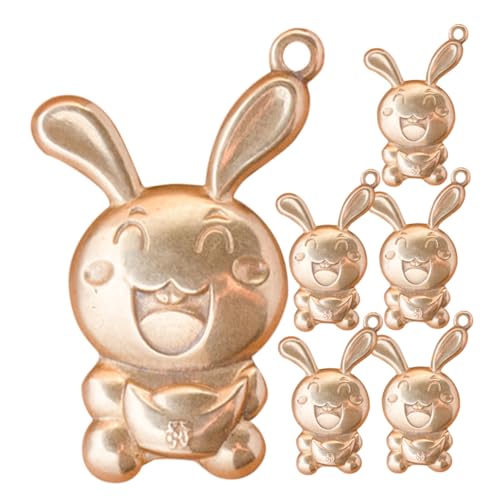HAMPPLIES 6stücke Teiliges Aus Messing-Hasen-anhängern Retro Schlüsselring Charms Für Schmuckherstellung Niedliche Deko Für Halsketten Armbänder Und Schlüsselanhänger von HAMPPLIES
