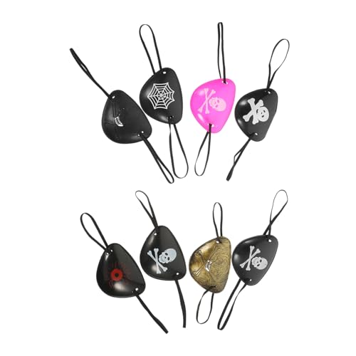 HAMPPLIES 8 Stück Piraten-Augenbinde augenklappe Cosplay -Lieferungen Augenflächen Augenklappe mit Totenkopfmuster Halloween-Augenklappen Cosplay-Party-Requisiten Plastik von HAMPPLIES