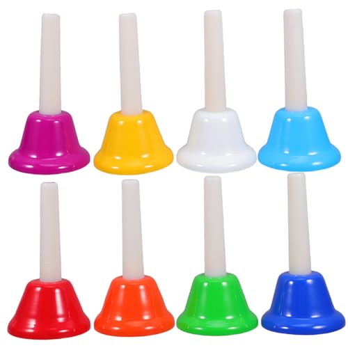 HAMPPLIES 8 Stück Teiliges Handglocken Set für Farbenfrohe Robuste Handglocken aus Holz und Metall Vielseitige Musikinstrumente für Musikunterricht und Frühe Musikerziehung für Kleinkinder von HAMPPLIES