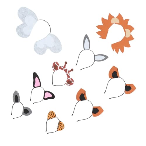 HAMPPLIES 9 Stück Teiliges Tierohren Haarband Niedliche Filz Stirnbänder Kreative Kostüm accessoires für Erwachsene für Halloween Karneval Partys und Aufführungen von HAMPPLIES
