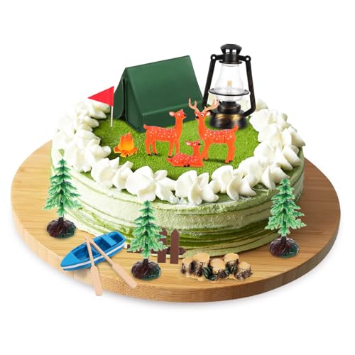 HAMPPLIES Camping Cake Dekoration mit Waldtiere Tortendeko Figuren Papier Kuchen Topper für Jungen und Mädchen Geburtstag Einfache Anwendung Sichere Materialien Vielseitig für von HAMPPLIES