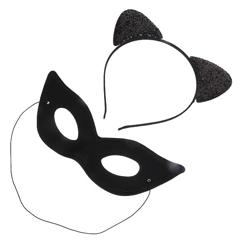 HAMPPLIES Cat Ear Headband mit Augenmaske für Damen Weiches Plüschmaterial Dehnbarer Haarreif Katzenkostüm Zubehör für Halloween Karneval Fasching und Cosplay Feiern HAMPPLIES Cat Ear Headband mit Augenmaske für Damen Weiches Plüschmaterial Dehnbarer Haarreif Katzenkostüm Zubehör für Halloween Karneval Fasching und Cosplay Feiern von HAMPPLIES
