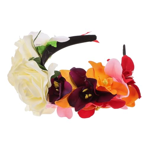 HAMPPLIES Damen Stirnband mit Orchideen Motiv Leichtes Komfortables Haaraccessoire für Strand Festival Halloween und Party Modischer Haarkranz in Beige Eleganter Kopfschmuck für Frauen und von HAMPPLIES