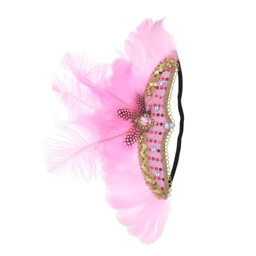 HAMPPLIES Federleichtes Haarband mit Pailletten Handgefertigtes Party Haarschmuck für Karneval Halloween Bühnenauftritte und Festliche Events Pinkes Federkopfschmuck für Damen von HAMPPLIES