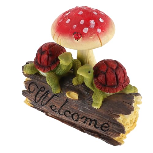 HAMPPLIES Garten Schildkröte Statue Mit Pilzdetails Resin Tierfigur Für Außenbereich Charmante Gartendekoration Für Rasen Und Blumenbeete von HAMPPLIES