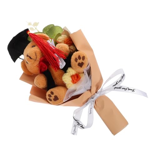 HAMPPLIES Graduationsbär Plüschfigur mit Gestricktem Blumenstrauß Weiches Kuscheltier als Dekoratives zur Abschlussfeier Verarbeitet Leicht und Handlich als Fotorequisite und HAMPPLIES Graduationsbär Plüschfigur mit Gestricktem Blumenstrauß Weiches Kuscheltier als Dekoratives zur Abschlussfeier Verarbeitet Leicht und Handlich als Fotorequisite und von HAMPPLIES