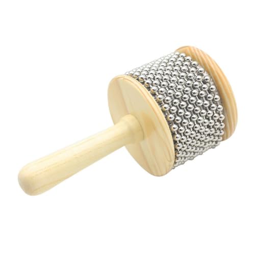 HAMPPLIES Großer Holz Cabasa Hand Shaker Percussion Instrument für Leichter Griff Drehbare Perlen Vorschul Musikspielzeug Geeignet für Musiktherapie und Rhythmusübungen von HAMPPLIES