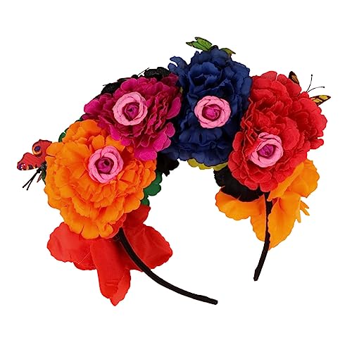 HAMPPLIES Halloween Blumenstirnband Rosen Haarschmuck Damen Party Kopfschmuck Mexikanischer Stil Stilvoller Weicher Stoff Bequem und Leicht für Kostüme und HAMPPLIES Halloween Blumenstirnband Rosen Haarschmuck Damen Party Kopfschmuck Mexikanischer Stil Stilvoller Weicher Stoff Bequem und Leicht für Kostüme und von HAMPPLIES