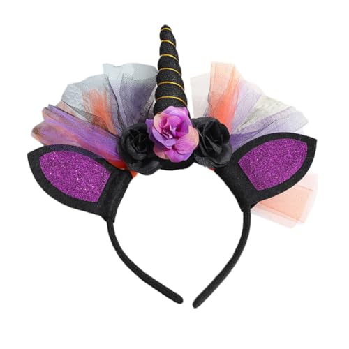 HAMPPLIES Halloween Einhorn Haarreif Leichtes Horn Haarband für Damen Halloween Kostüm Party Haarschmuck Spaß Kopfschmuck von HAMPPLIES