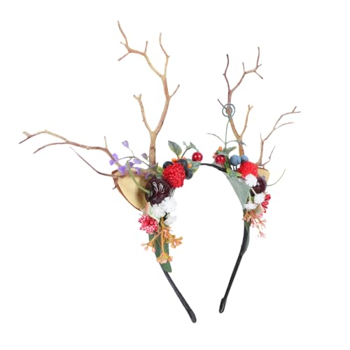 HAMPPLIES Halloween Haarreif Geweih mit Künstlichen Beeren und Robustes Cosplay Haarschmuck für Damen für Halloween Party Karneval Bühnenauftritt und Maskerade von HAMPPLIES