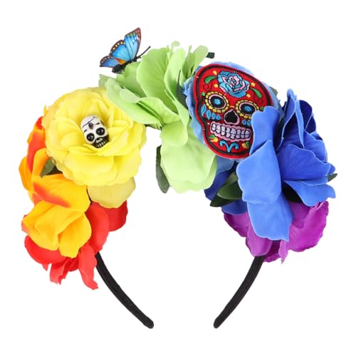 HAMPPLIES Halloween Haarreif mit Rosen und Totenkopf Design Farbiger Festival Haarschmuck Langlebiges Stirnband für Damen und Mädchen für Halloween Partys und Festliche Anlässe HAMPPLIES Halloween Haarreif mit Rosen und Totenkopf Design Farbiger Festival Haarschmuck Langlebiges Stirnband für Damen und Mädchen für Halloween Partys und Festliche Anlässe von HAMPPLIES