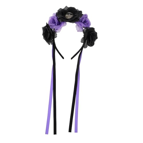 HAMPPLIES Halloween Stirnband mit Kreativem Schädel und Rosenblumen Design Leichter Kopfschmuck für Damen und Mädchen für Halloween und Tag der Toten Partys Zufällige Farbe von HAMPPLIES