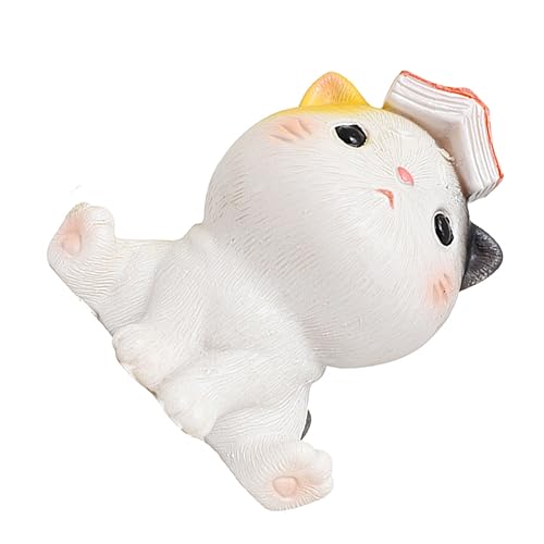 HAMPPLIES Adorable Cat Resin Cake Topper Cute Reading Kitten Ornament Für Auto Tisch Und Balkon Langlebiges Dekorationsstück Für Partys Und von HAMPPLIES