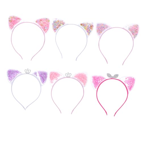 HAMPPLIES Katzenohren Haarband 6 Stück Quicksand Kopfschmuck für Damen Glitzer Haarreifen für Kinder Party Cosplay Karneval HAMPPLIES Katzenohren Haarband 6 Stück Quicksand Kopfschmuck für Damen Glitzer Haarreifen für Kinder Party Cosplay Karneval von HAMPPLIES