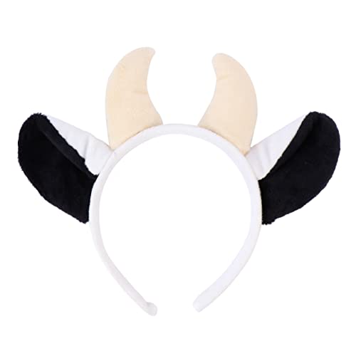 HAMPPLIES Kostüm Haarband mit Kuhohren Flauschiges Tier Kopfschmuck Accessoire für Halloween und Kostümpartys Leicht und Bequem für Erwachsene von HAMPPLIES