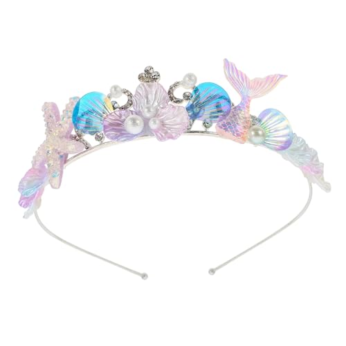 HAMPPLIES Meerjungfrau Haarband mit Funkelnde Krone für Mädchen Kostümzubehör für Partys Halloween und Fotografie Verziert mit Strass und Muscheln von HAMPPLIES