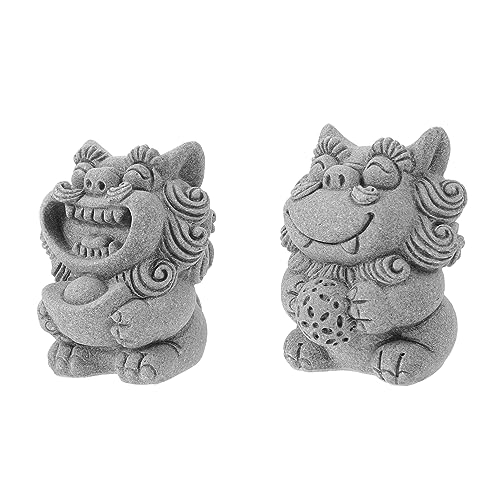 HAMPPLIES Mini Löwenfigur Set Kreative Gartenornamente für Mikro Landschaften und Vielseitig für Zuhause Büro oder zur Eröffnung Teiliges Set aus Harz von HAMPPLIES