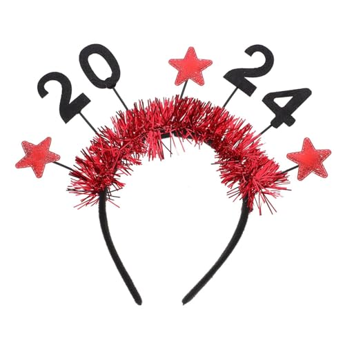 HAMPPLIES Neujahrs Haarband Stoff Haarreif mit Stern Deko Rotes Headband für Erwachsene Party Accessoire Bequem Langlebig Festlich Geschenk von HAMPPLIES