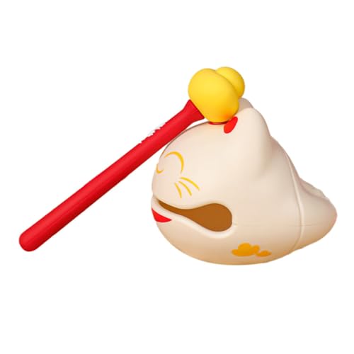 HAMPPLIES Stressabbau Büro Percussion aus Abs Cartoon Holzfisch mit Katzendesign Langlebiges Tragbares Musikinstrument zur Entspannung und Dekoration für Schreibtisch Geschenkidee von HAMPPLIES