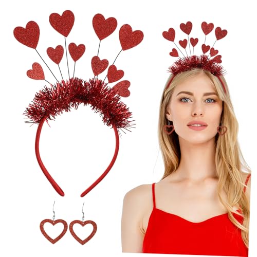 HAMPPLIES Valentinstag Herz Stirnband mit Glitzer Teiliges aus Herz Haarreifen und Ohrsteckern Romantische Kostüm Accessoires für Karneval Cosplay und Party Design für Damen HAMPPLIES Valentinstag Herz Stirnband mit Glitzer Teiliges aus Herz Haarreifen und Ohrsteckern Romantische Kostüm Accessoires für Karneval Cosplay und Party Design für Damen von HAMPPLIES