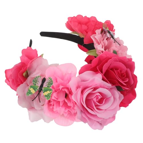 HAMPPLIES Vintage Haarreif mit Schmetterling und Rosen Rosa Mexikanisches Halloween Accessoire Krone für Day Of The Dead Vielseitiges Party Kostüm für Damen und Cosplay HAMPPLIES Vintage Haarreif mit Schmetterling und Rosen Rosa Mexikanisches Halloween Accessoire Krone für Day Of The Dead Vielseitiges Party Kostüm für Damen und Cosplay von HAMPPLIES