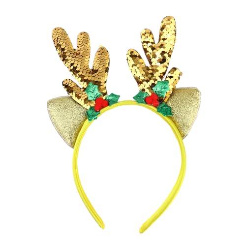 HAMPPLIES Weihnachtliches Haaraccessoire Stirnband mit Zweifarbigen Glitzer Hirschgeweih und Elchohren für Damen Mädchen Festliche Party Cosplay Zubehör für Weihnachtsfeier und HAMPPLIES Weihnachtliches Haaraccessoire Stirnband mit Zweifarbigen Glitzer Hirschgeweih und Elchohren für Damen Mädchen Festliche Party Cosplay Zubehör für Weihnachtsfeier und von HAMPPLIES