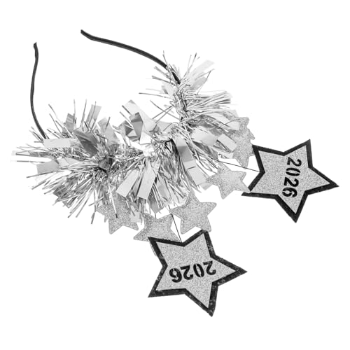 HAMPPLIES Years Eve Haarreif Stern Kopfschmuck Silber Party Haarband Universalgröße für Damen und Langlebiges Metallstoff Design Festlicher Silvester Kopfschmuck von HAMPPLIES