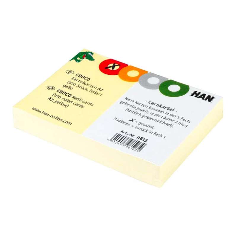 HAN Karteikarten 100 St. liniert gelb CROCO, Format A7, Blatt Anzahl 100 Blatt, Farbe gelb von HAN