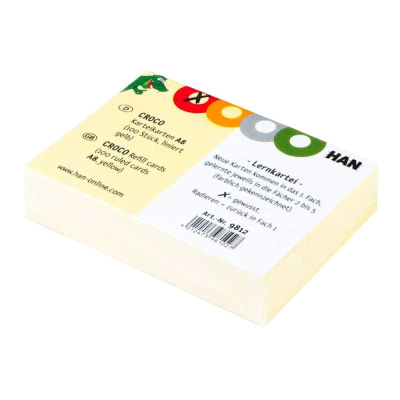 HAN Karteikarten 100 St. liniert gelb CROCO, Format A8, Blatt Anzahl 100 Blatt, Farbe gelb von HAN