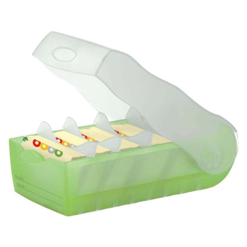 HAN Karteikartenbox Croco DIN A7 und A8 quer, Sets Einzeln, Format A8, Farbe grün von HAN