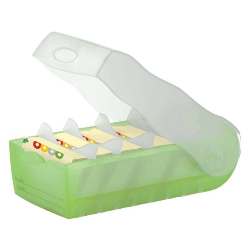 HAN Karteikartenbox Croco DIN A7 und A8 quer, Sets Einzeln, Format A8, Farbe grün von HAN