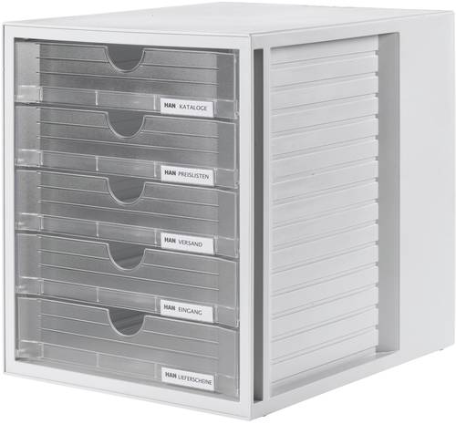 HAN Systembox 1450-63 Schubladenbox Grau DIN A4, DIN C4 Anzahl der Schubfächer: 5 von HAN