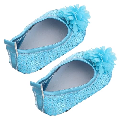 HANABASS 1 Paar Glitzer-Puppenschuhe 18 Puppenschuhe glitzernde Puppenschuhe Glitzerschuhe für Puppen Glitzerzubehör für Puppen Blumenpuppenschuhe für den Sommer Polyurethan Himmelblau von HANABASS