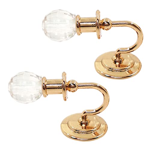 HANABASS 1 Paar Puppenhaus Wandleuchte Puppenhauslampen Dekoration Mini Modellhaus Szene Zubehör Sandtisch Dekorative Lampe Kleine Wandleuchte Kleine Wandlampe Metall von HANABASS