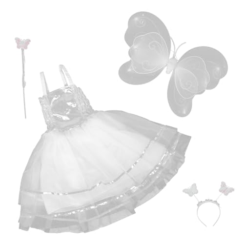 HANABASS 1 Satz Feenkostüm Engelsflügel Engel Verkleiden Sich Kostüm Engel Kostüm Für, Die Outfit Performance -outfit Bühnen -outfit Für Festival Stoff Weiß von HANABASS