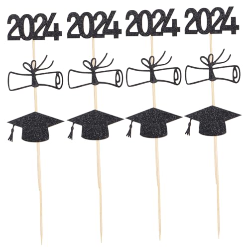 HANABASS 1satz Cake Toppers Schwarze Abschlusskappen Und Dekoration Für Abschlussfeiern Cupcake-topper Für Graduierungsfeiern Teiliges Für Abschlüsse von HANABASS