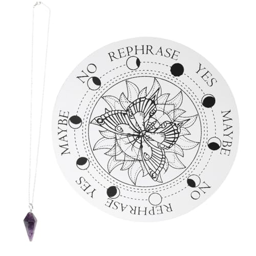 HANABASS 1 Satz Holzmeditationsbrett Set mit Teiliges Deko Set für Meditation und Spirituelle Praktiken Einschließlich Weißem und Rosa Anhänger für Anfänger von HANABASS