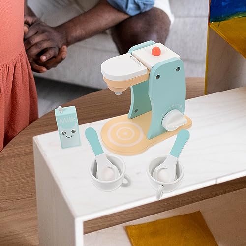 HANABASS 1 Satz Holzspielzeug Kaffeemaschine Set für Interaktive Küchenrolle Pädagogisches zur Frühkindlichen Entwicklung Fördert Kreativität und Motorische Fähigkeiten von HANABASS
